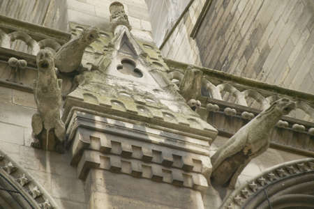 Gargoyles on the exterior of the Notre Dame Cathedral, Paris, Franceのeditorial素材