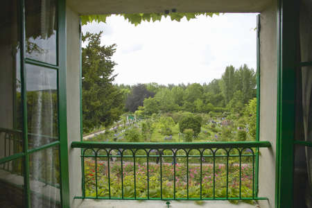 View into garden from Monet's Home, Giverny, Franceのeditorial素材