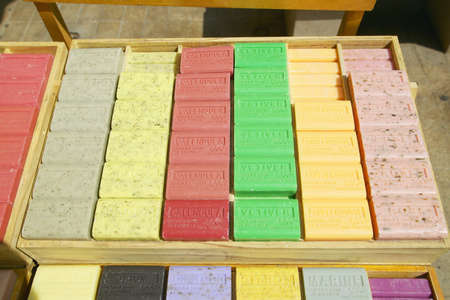 Outdoor market, Soap for Sale in Aix en Provence, Franceのeditorial素材