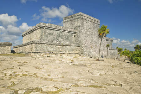 Mayan ruins of Ruinas de Tulum (Tulum Ruins) in Quintana Roo, Yucatan Peninsula, Mexico. El Castillo...