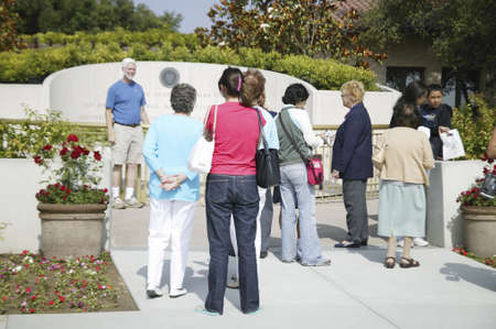 Visitors at the memorial with Reagan quotation at the Ronald W. Reagan Presidential Library