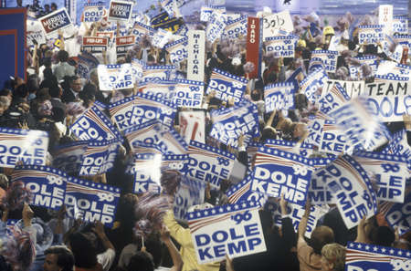 Delegates and campaign signs at the Republican National Convention in 1996, San Diego, CAのeditorial素材