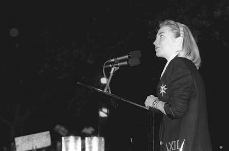 Hillary Rodham Clinton addresses the crowd at a DNC Fundraiser in New York City, 1992のeditorial素材