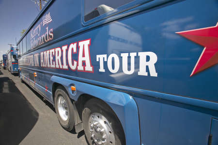 Believe in America tour busses parked in front of Valley View Rec Center, Henderson, NVのeditorial素材