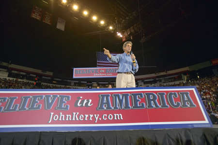 Senator John Kerry addresses audience of supporters at the Thomas Mack Center at UNLV,  Las Vegas,...