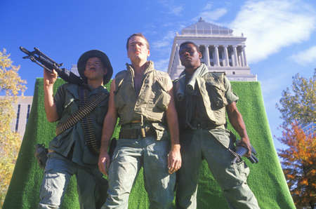 Three Soldiers On A Float, Veteran's Day Parade, St. Louis, Missouri