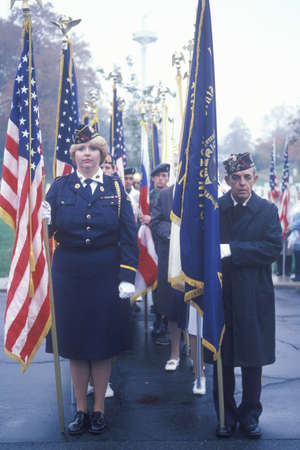 Veterans Holding Flags, Arlington National Cemetery, Washington, D.C.
