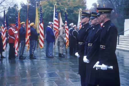 Soldiers at Veteran's Day Ceremony, Arlington National Cemetery, Washington, D.C.のeditorial素材