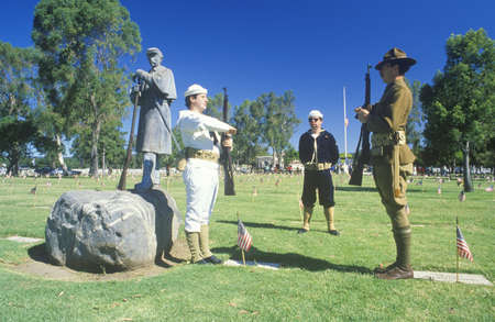 Soldiers in Cemetery, Memorial Day, Los Angeles, Californiaのeditorial素材