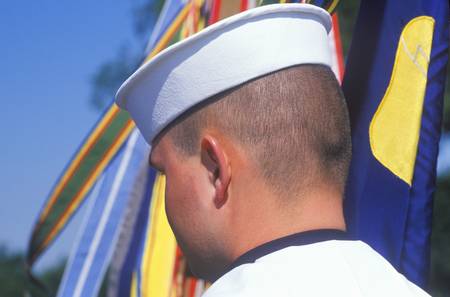 Rear View of Sailor, Desert Storm Victory Parade, Washington, D.C.のeditorial素材