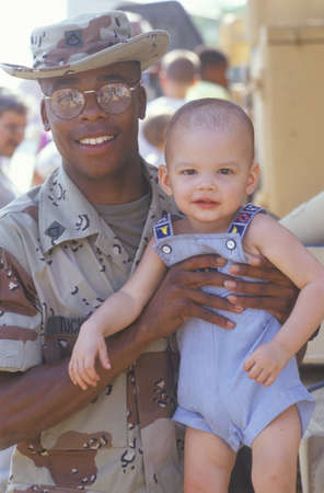 African-American Soldier Holding Baby, Washington, D.C.のeditorial素材