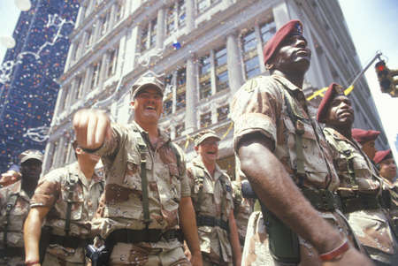 Soldiers Marching in Ticker Tape Parade, New York City, New Yorkのeditorial素材