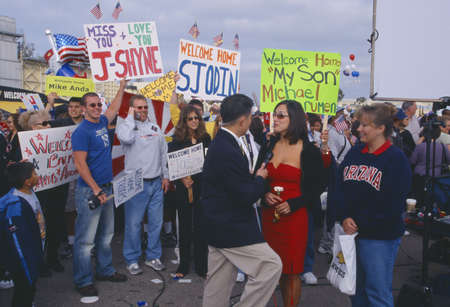 Homecoming for American sailors, San Diego, Californiaのeditorial素材