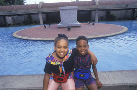 Two African-American Children at the Martin Luther King Center, Atlanta, Georgiaのeditorial素材