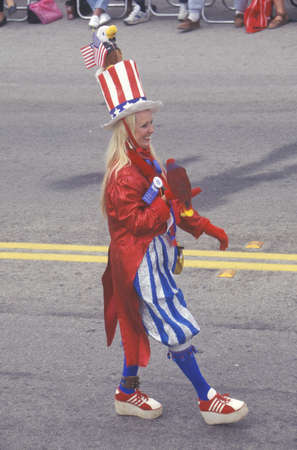Woman Dressed As Uncle Sam in Parade, Cayucos, Californiaのeditorial素材