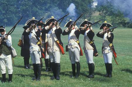Historical Reenactment, Daniel Boone Homestead, Brigade of American Revolution, Continental Army...