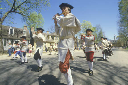 American Revolution Historical Reenactment, drummer boys in Williamsburg, Virginia