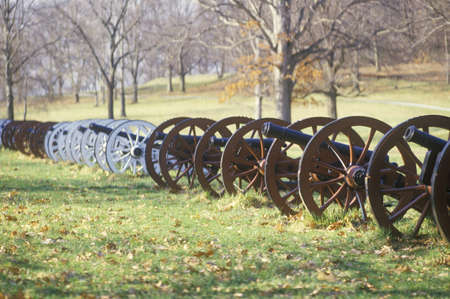 Cannons at the Revolutionary War National Park at sunrise, Valley Forge, PAのeditorial素材