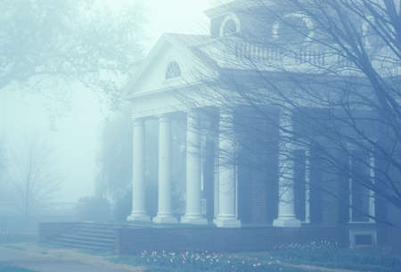 Monticello, home of Thomas Jefferson in fog, Charlottesville, Virginia