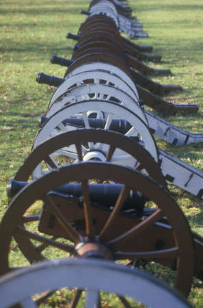 Cannons at the Revolutionary War National Park at sunrise, Valley Forge, PAのeditorial素材