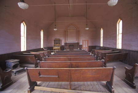 Interior of church in Bodie, California, Ghost townのeditorial素材