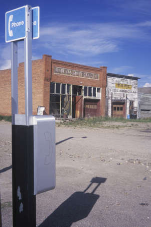 Ghost town with Phone Booth, Monda, MTのeditorial素材