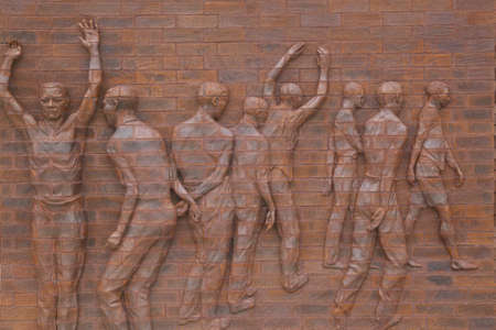 Display at National Park Andersonville or Camp Sumter, Site of Confederate Civil War prison and cemetery for Yankee Union prisonersのeditorial素材