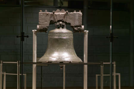 Night shot of Liberty Bell, at Liberty Bell Center, in Historic District of Philadelphia, Pennsylvaniaのeditorial素材