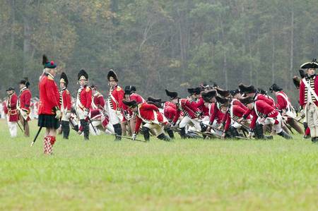 The 225th Anniversary of the Victory at Yorktown, a reenactment of the siege of Yorktown, where General George Washington commanded 17,600 American troops and French Comte de Rochambeau lead 5500 French troops, together defeating General Lord Cornwallis, のeditorial素材