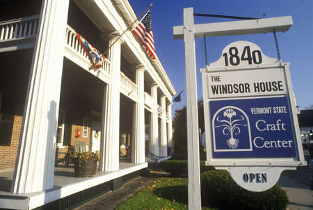 Sign outside of State Craft Center in Windsor, VTのeditorial素材