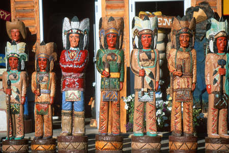Storefront wooden Indians, Jackson, WYのeditorial素材
