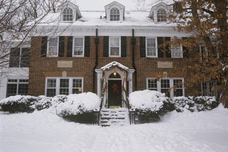 Traditional two-story home at Christmas, St. Louis, MOのeditorial素材