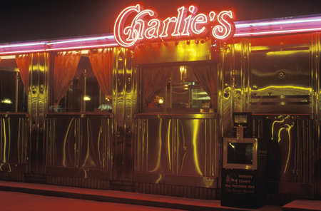 Retro-style stainless steel diner, East Coastのeditorial素材