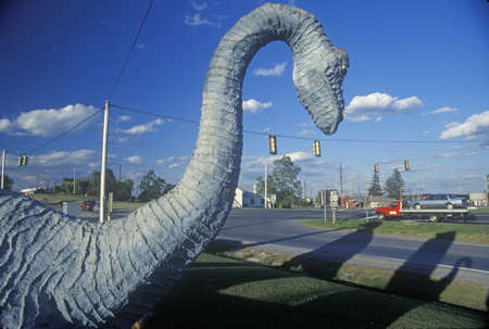Statue of Dinosaur at roadside attraction, West VAのeditorial素材