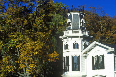 Close-up of turret in building in Haddam, CTのeditorial素材