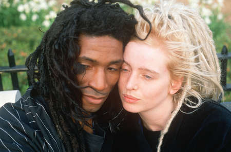 A black and white couple in love, NY City, NYのeditorial素材