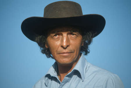 Close-up of an Mexican-American cowboy, NM
