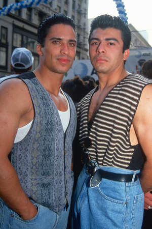 Two Puerto Rican men at a Cinco de Mayo Celebration, Los Angeles, CAのeditorial素材