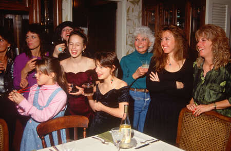 A group women enjoying a Christmas toastのeditorial素材