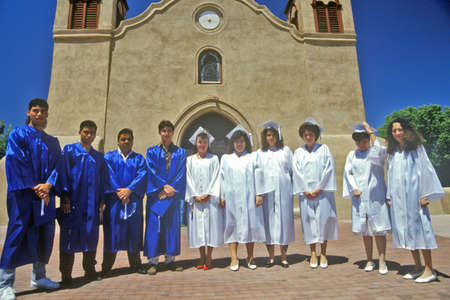 Sunday choir in in front of San Miguel Historic Mission, Socorro, NM