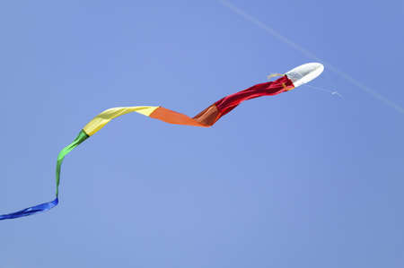 Rainbow colors of a kite flying in a deep blue sky on April 15, 2007, at the Santa Barbara Kite...