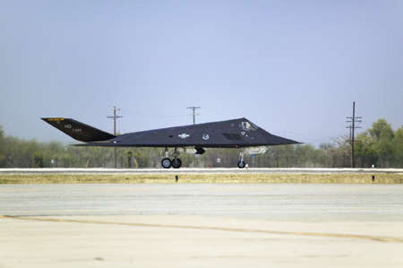 F-117A Nighthawk Stealth Jet Fighter flying over the 42nd Naval Base Ventura County (NBVC) Air Show...