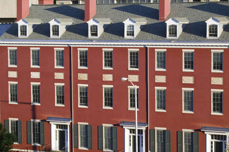 Renovated red-brick town homes , known as Row Houses, of downtown Baltimore, Marylandのeditorial素材