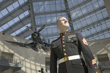 Marine looking toward horizon at the National Museum of the Marine Corps on 18900 Jefferson Davis Highway, Triangle, VAのeditorial素材