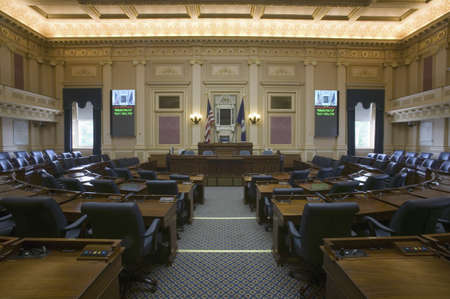 Empty seats of House of Representatives Chamber, restored Virginia State Capitol, Richmond Virginia