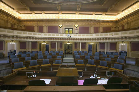 Empty seats of House of Representatives Chamber, restored Virginia State Capitol, Richmond Virginiaのeditorial素材