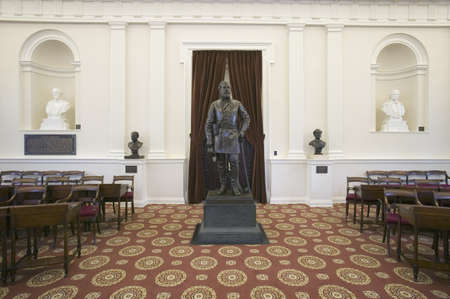 The bronze General Robert E. Lee by Rudulph Evans in the Old Hall of the House of Delegates,...