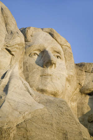 Close-up of President Thomas Jefferson at Mount Rushmore National Memorial, South Dakotaのeditorial素材