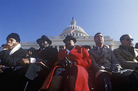 Faces in the crowd on Bill Clinton's Inauguration Day January 20, 1993 in Washington, DCのeditorial素材