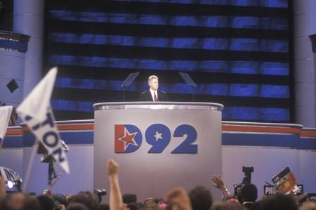 Governor Bill Clinton's nomination speech at the 1992 Democratic National Convention at Madison Square Gardenのeditorial素材